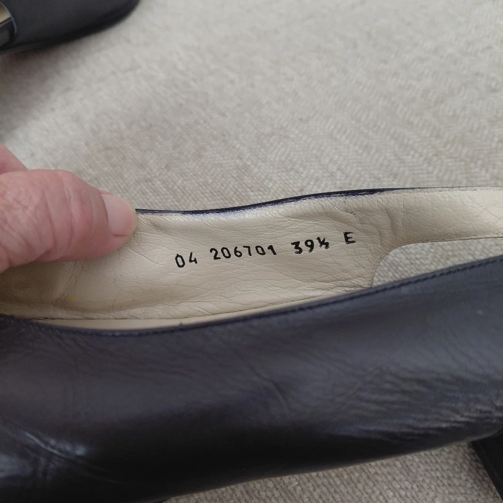 Bally Black and Gold Flats with Slingback Design